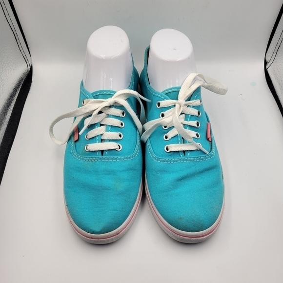 VANS Lo Pro Teal Upper Pink Stripe Low Top Lace-Up Canvas Sneakers Sz 9 - Picture 2 of 10